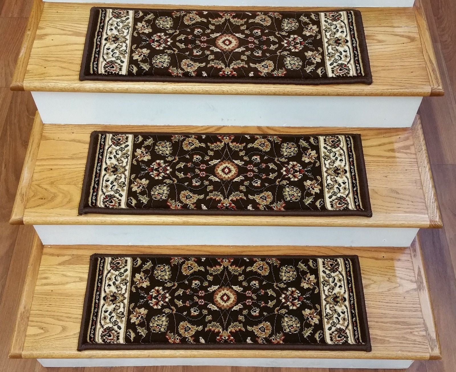 Stair Tread 26in x 9in Dimensions 4341 Brown Set of 13 Pcs With Pad