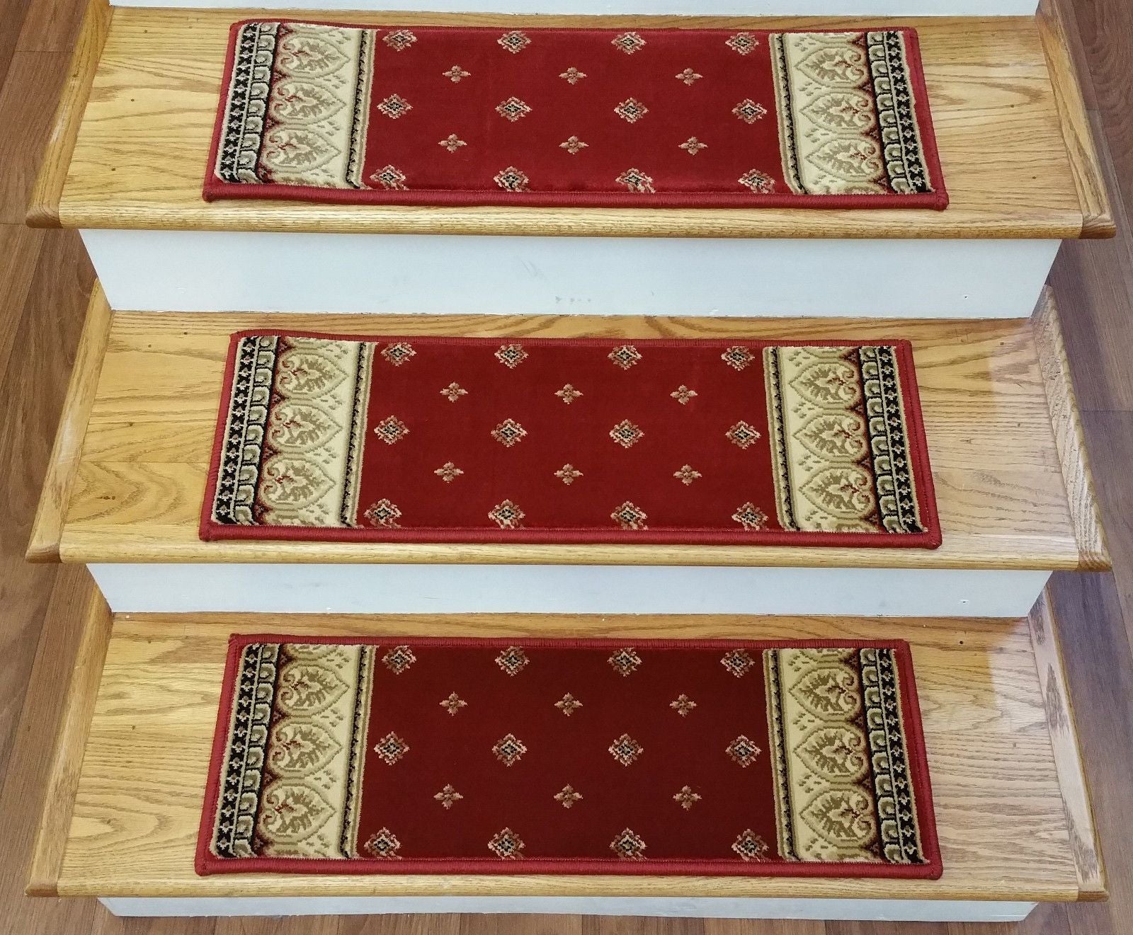 stair treads & risers | buy quality stair treads &... Stair Tread 26in x 9in Dimensions Red 4338-21 Set of 13 With Pad