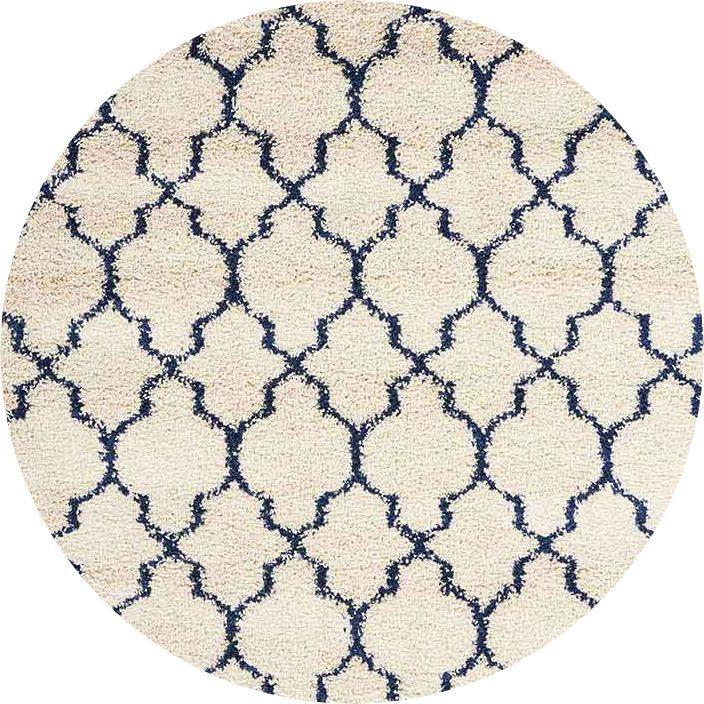 Round Nourison Rugs Shags Rugs Amore Collection By Nourison Amor2 Ivory-Blue Unique Shapes and Sizes