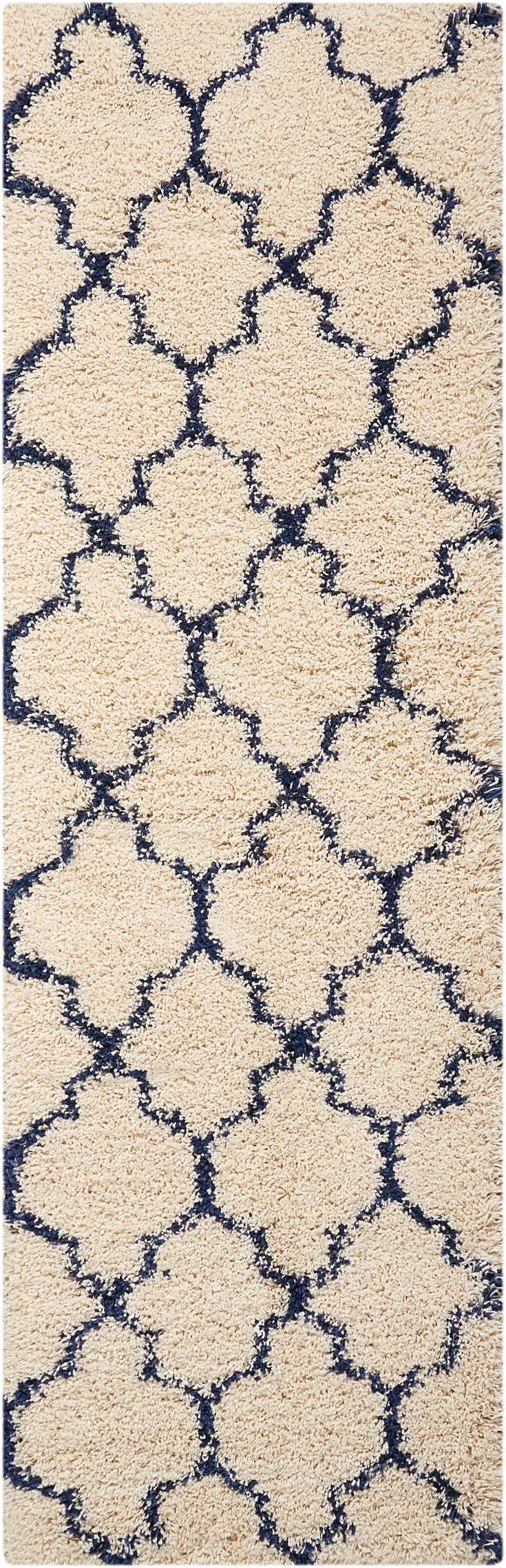 Runner Nourison Shag Rugs Amore Collection By Nourison Amor2 Ivory-Blue Unique Shapes and Sizes