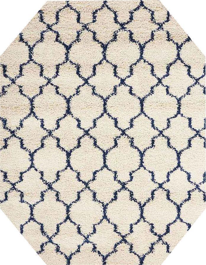 EOCT Nourison Shags Shag Rugs Amore Collection By Nourison Amor2 Ivory-Blue Unique Shapes and Sizes