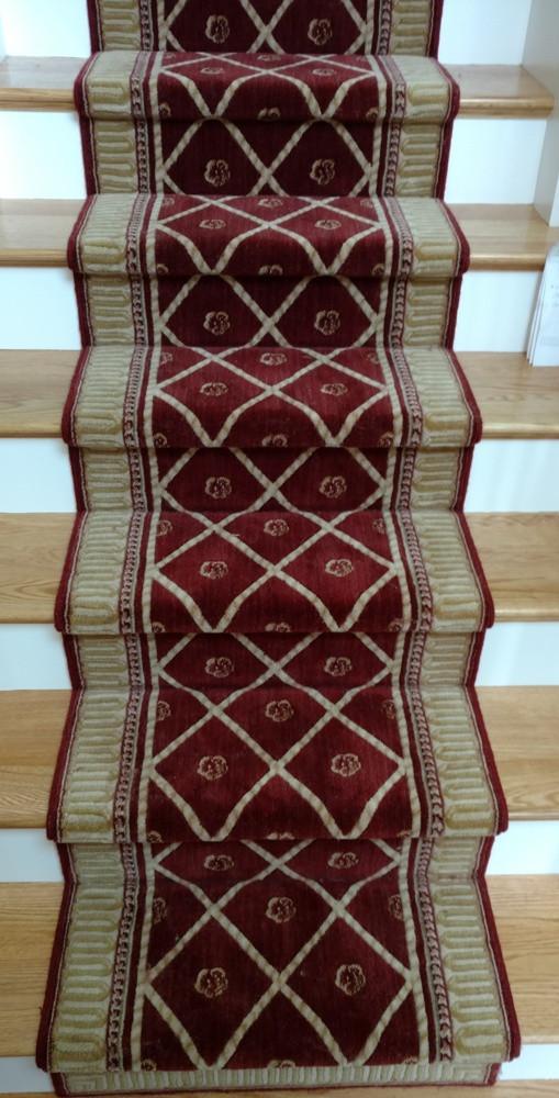 Nourison Stair Runner Ashton House Red Stair Runner Trellis AS03-SIE - 27in- Sold By the Foot