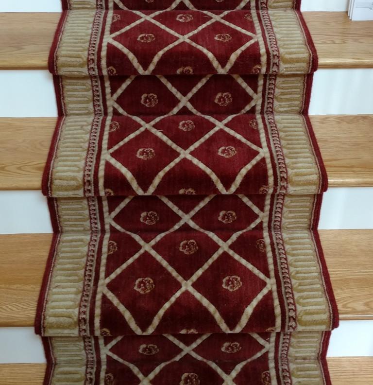 Nourison Stair Runner Ashton House Red Stair Runner Trellis AS03-SIE - 27in- Sold By the Foot