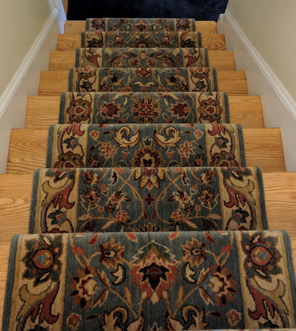 Nourison Stair Runner Grand Parterre Blue Stair Runner PT01-BLUE 30 inch Sold By the Foot