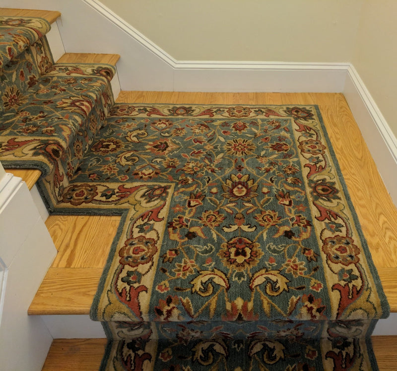 Nourison Stair Runner Grand Parterre Blue Stair Runner PT01-BLUE 30 inch Sold By the Foot
