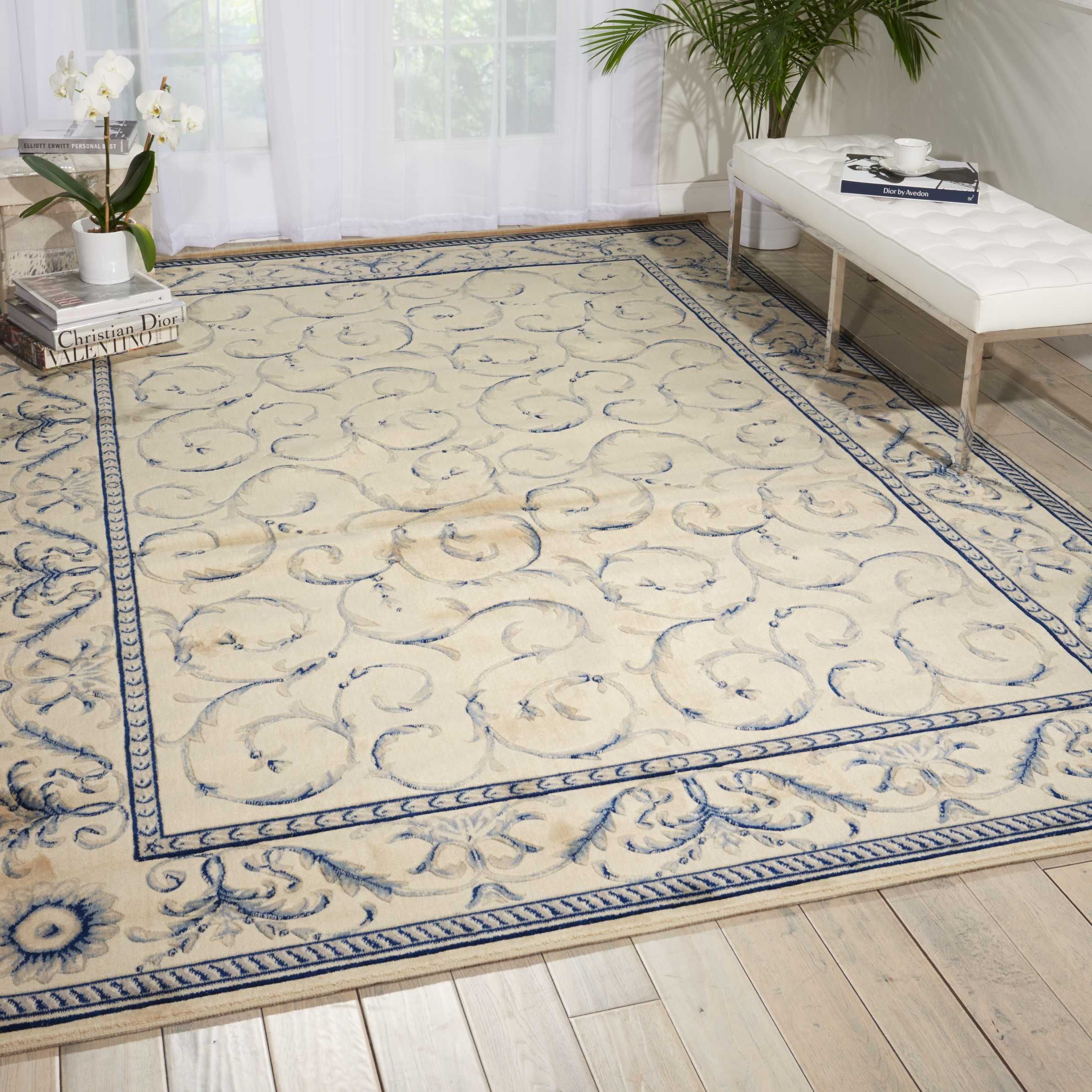 Somerset Area Rugs St-02 Ivory-Blue and Stair Runner By Nourtex