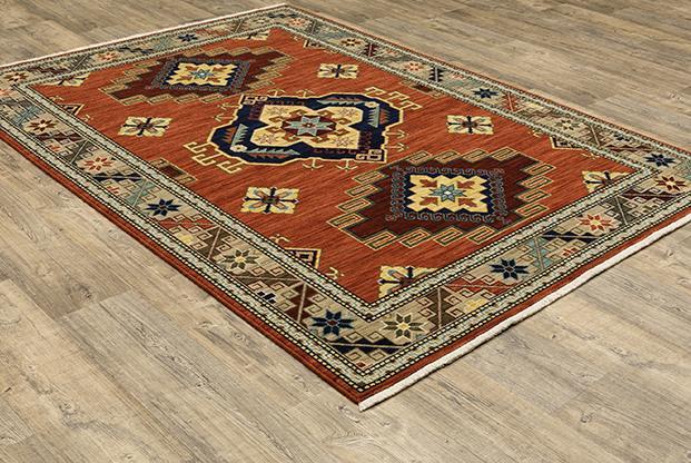 Lilihan Area Rugs 5504p Red Geometric Wool-Nylon Blend In 8 Sizes