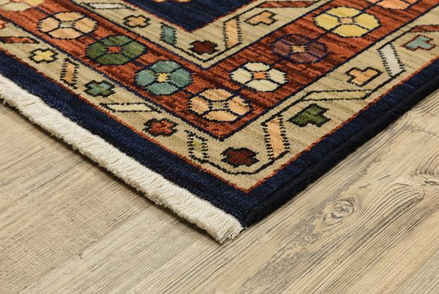 Lilihan Area Rugs 90B Navy Kazak Wool-Nylon Blend In 8 Sizes By OW Rugs