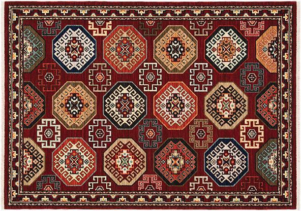 Lilihan Area Rugs 91R Red Geometric Wool-Nylon Blend In 8 Sizes