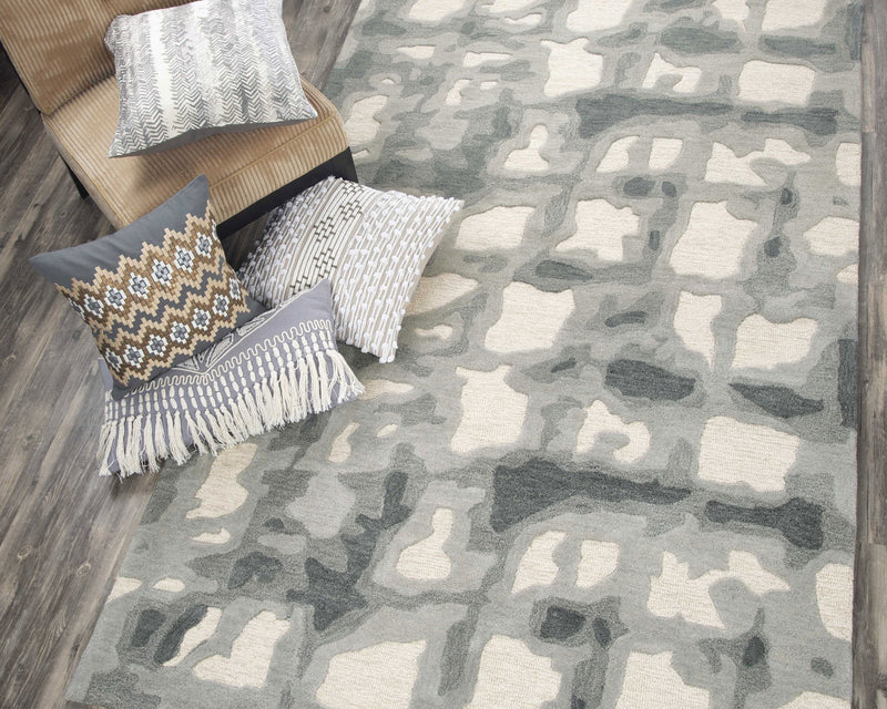 Rizzy Home Area Rugs Connie Post Area Rugs CNP107 Beige-Grey Modern 100% Wool With Unique Shapes