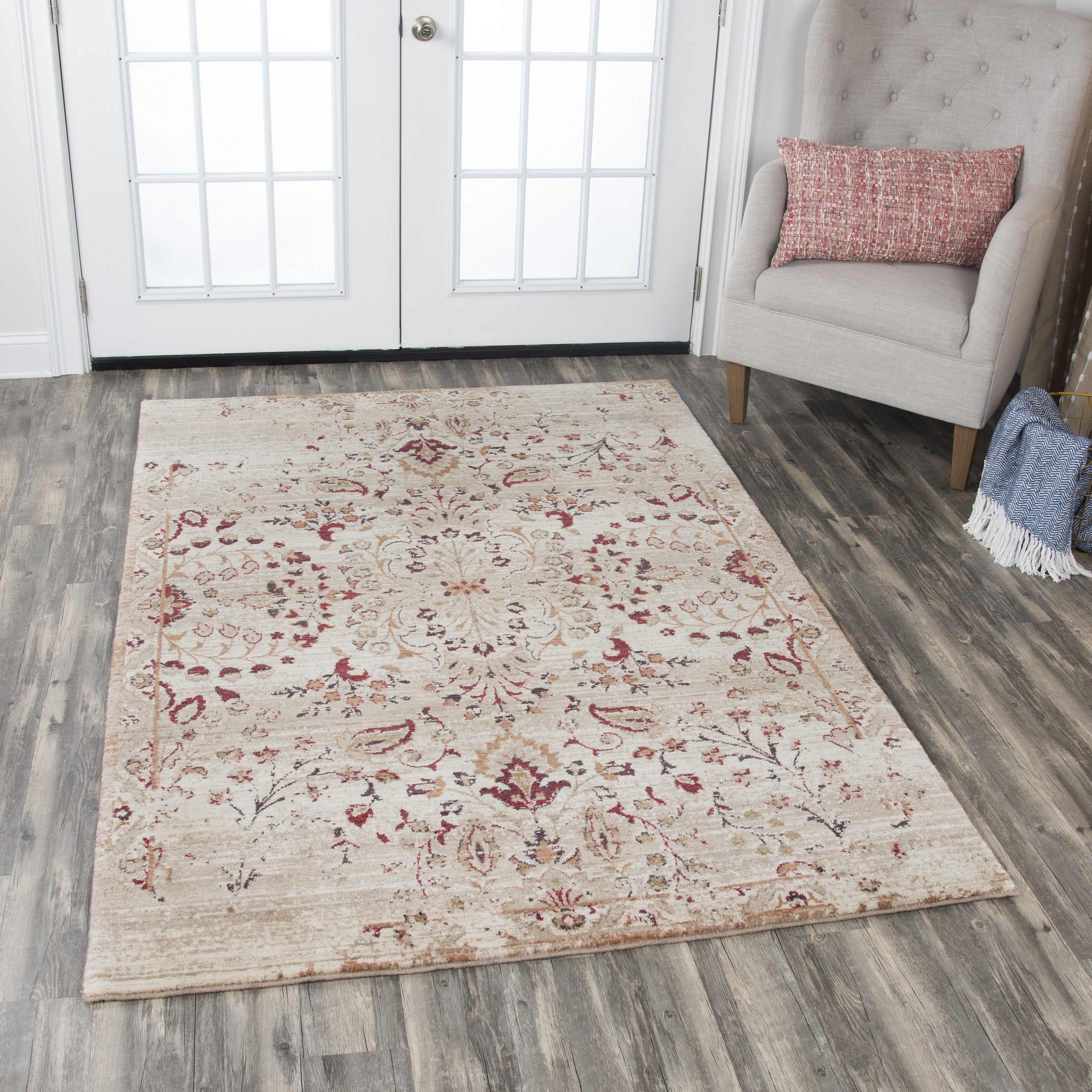 Rizzy Home Area Rugs Gossamer Area Rugs By RizzyHome GS6785 Ivory100 % Wool From India