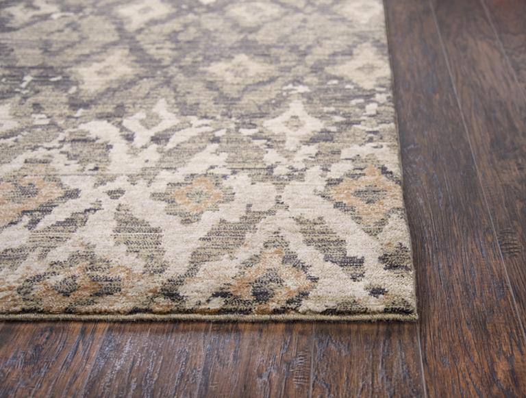 Gossamer Area Rugs By RizzyHome GS6795 Brown 100% Wool From India Corner Post