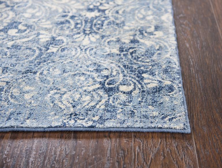 Rizzy Home Area Rugs Gossamer Area Rugs By RizzyHome GS6816 Lt Blue 100% Wool From India Corner Shot