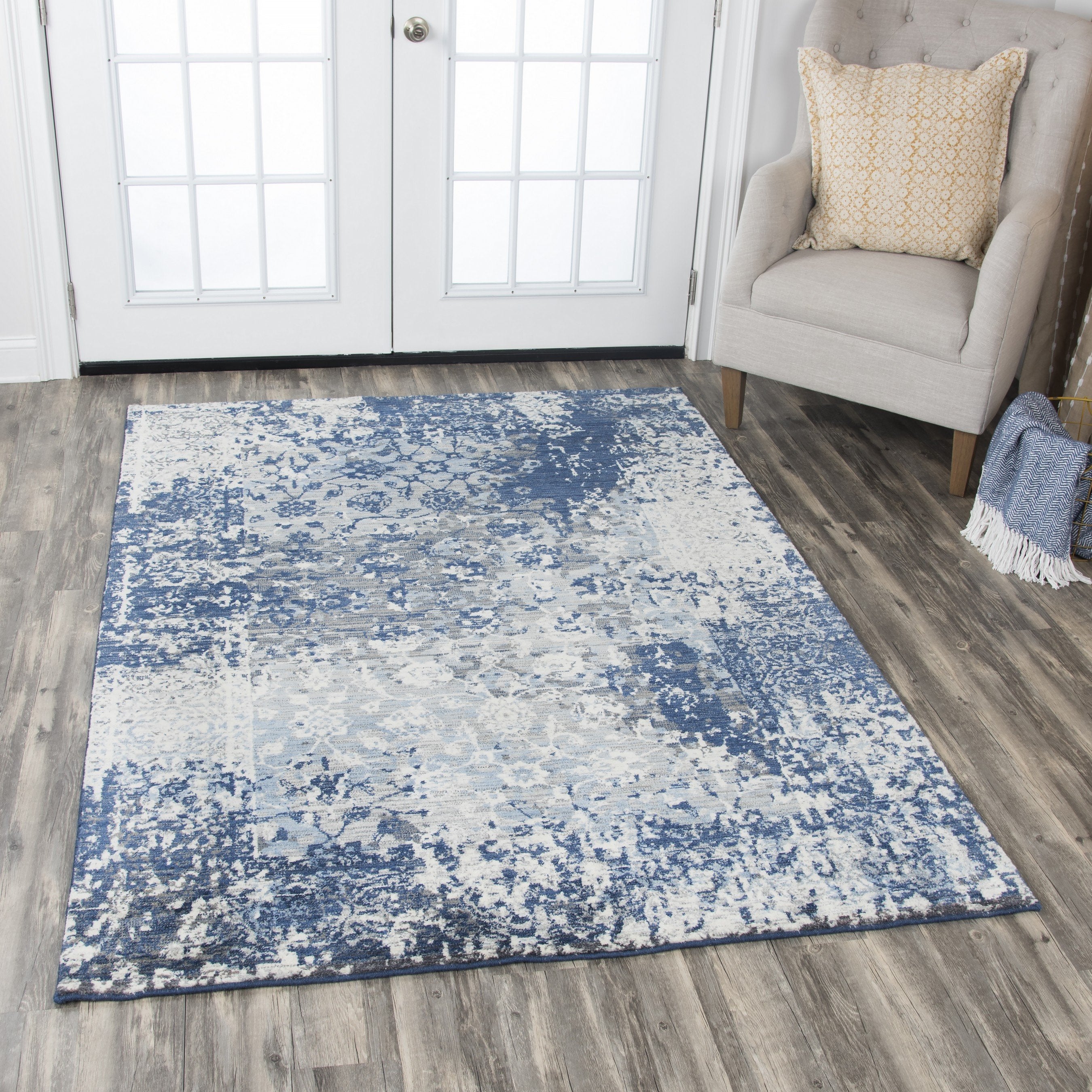 Gossamer Area Rugs By RizzyHome GS6817 Lt Gray100% Wool From India