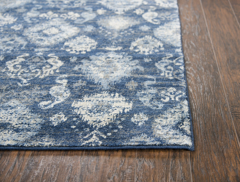 Gossamer Area Rugs By RizzyHome GS6827 Blue100% Wool From India Corner Shot
