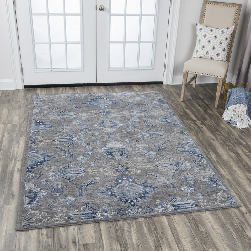 Gossamer Area Rugs By RizzyHome GS7225 Gray 100% Wool From India Room Shot