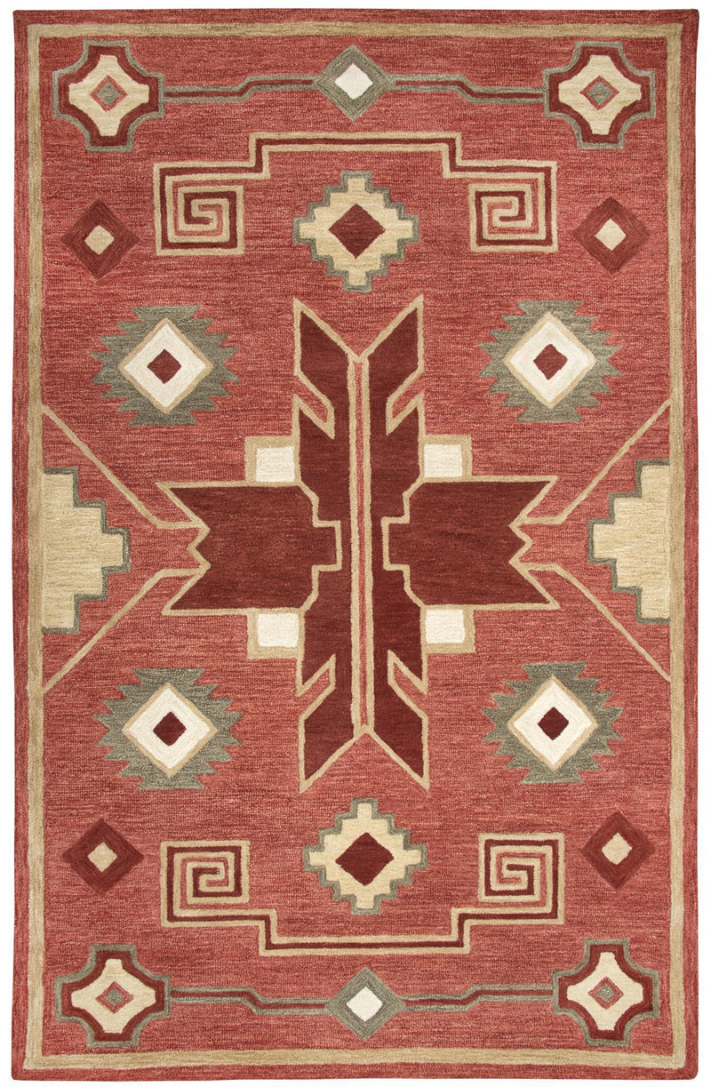 Mesa Area Rugs MZ042B Red  Wool Southwest Design in 3 Sizes