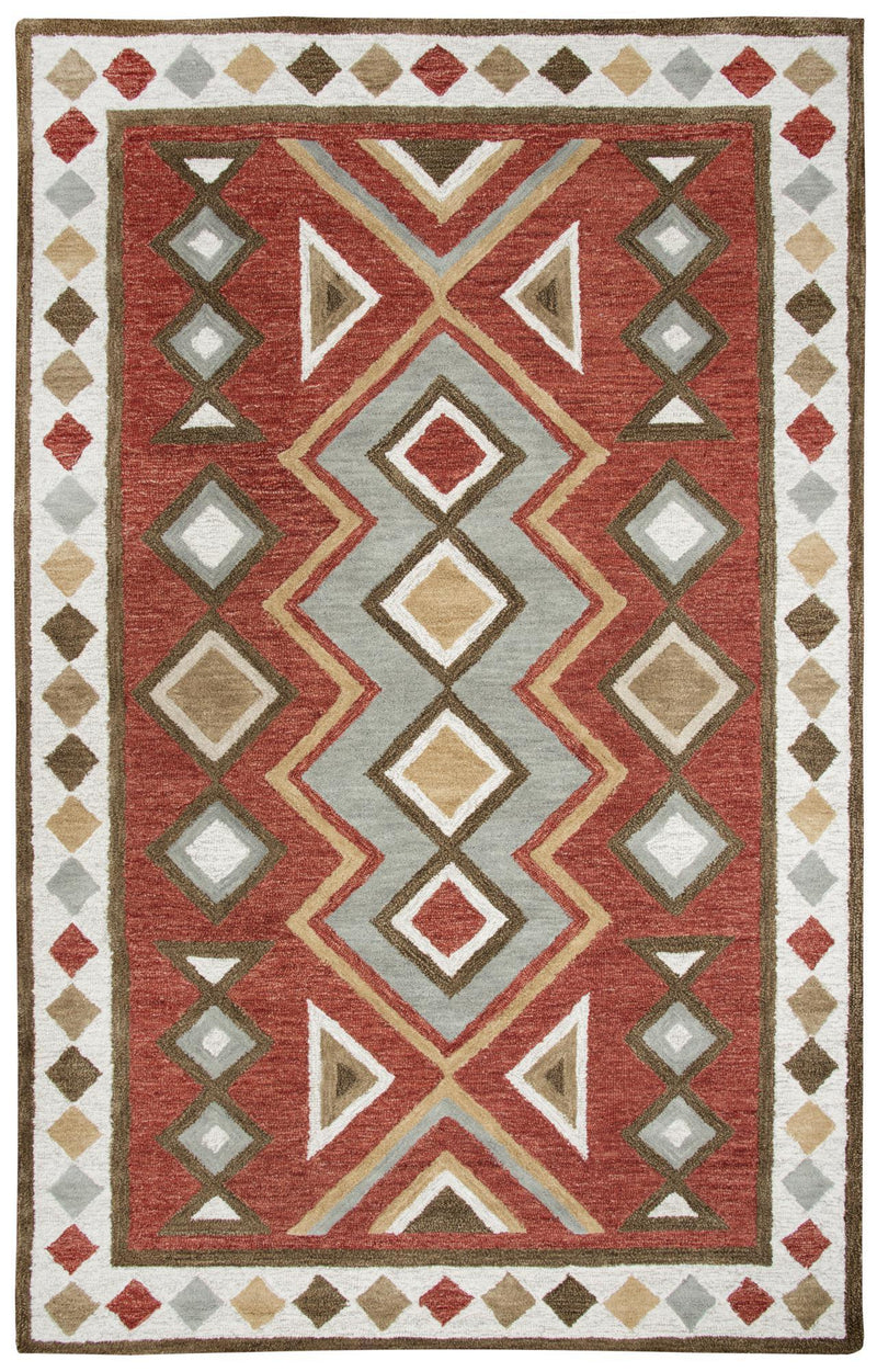 Mesa Area Rugs MZ056B Red Wool Southwest Design in 3 Sizes