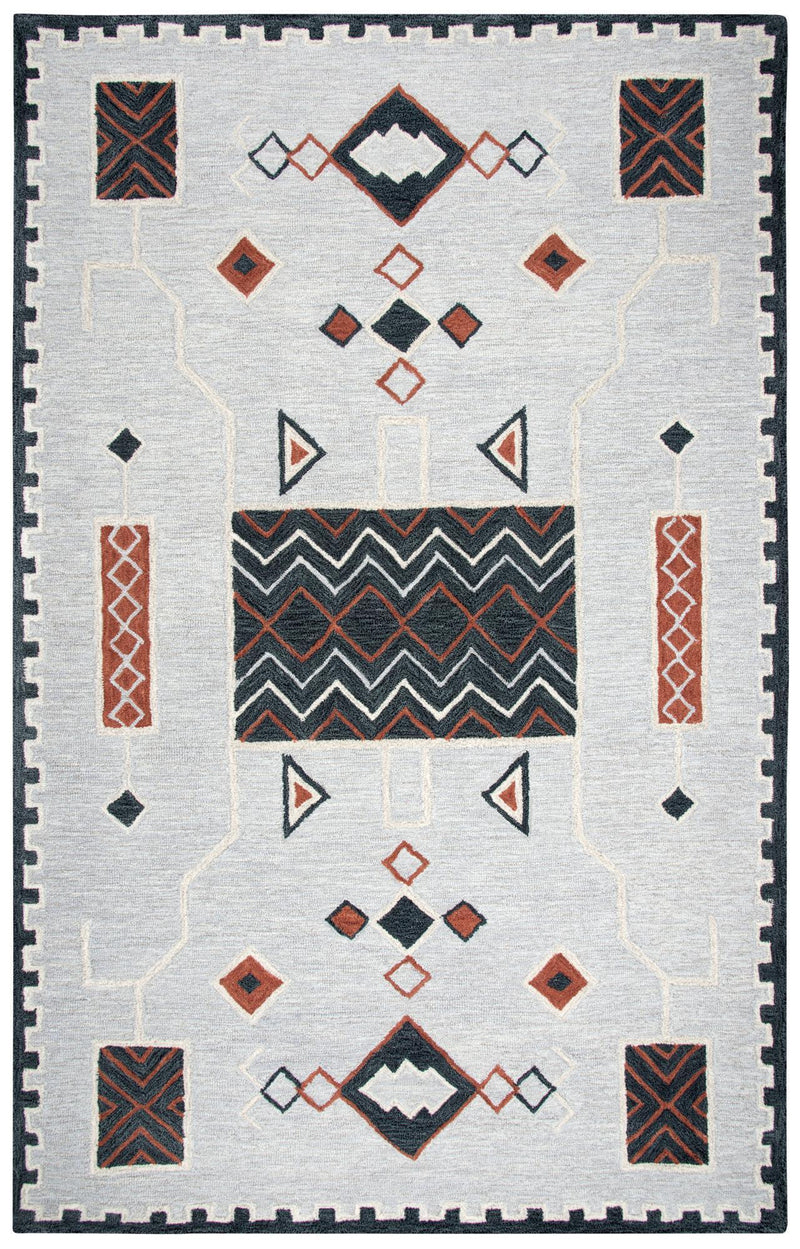 Mesa Area Rugs MZ158B Grey Wool Southwest Design in 3 Sizes