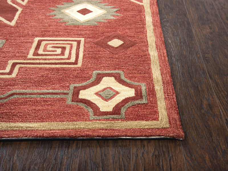 Mesa Area Rugs MZ160B Red Wool Southwest Design in 3 Sizes