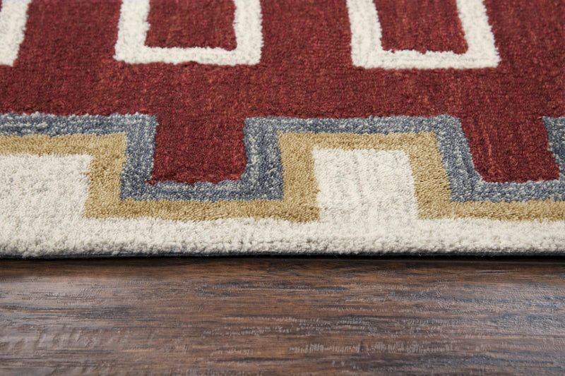 Mesa Area Rugs MZ161B Red Wool Southwest Design in 3 Sizes