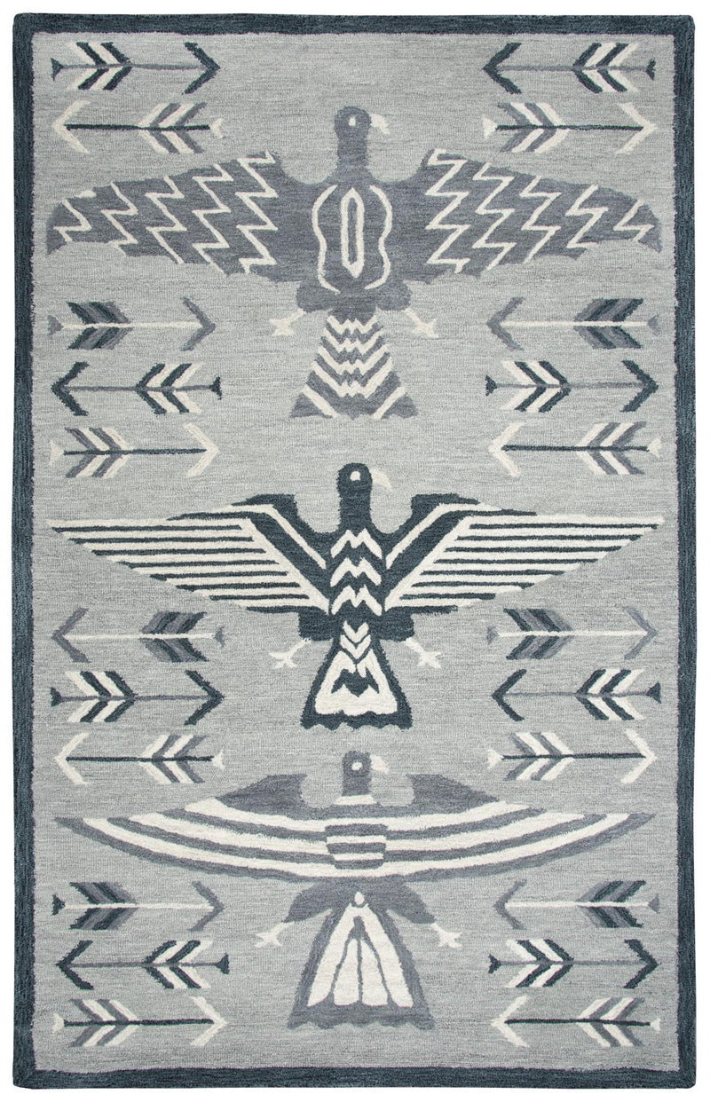 Mesa Area Rugs MZ164B Grey Wool Southwest Design in 3 Sizes