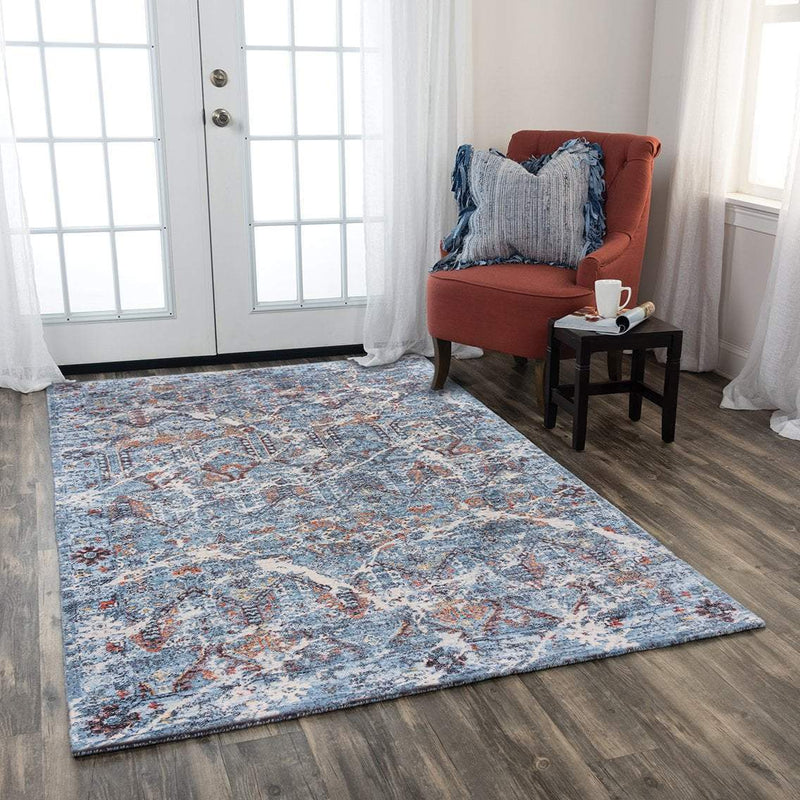 Rizzy Home Area Rugs Ovation Area Rug OVA-105 Blue in 5 Sizes 100% Wool