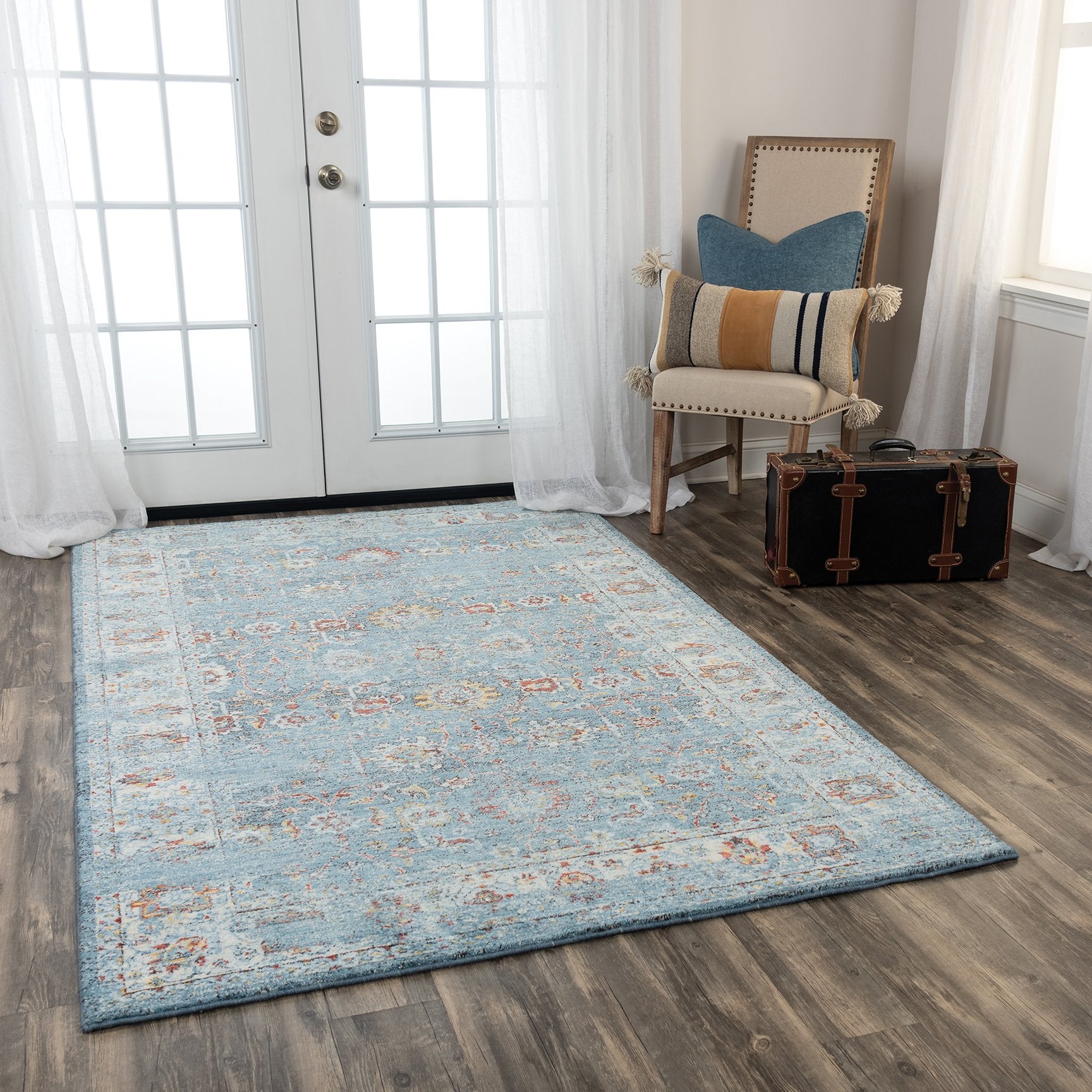 Rizzy Home Area Rugs Ovation Area Rug OVA-106 Blue in 5 Sizes 100% Wool