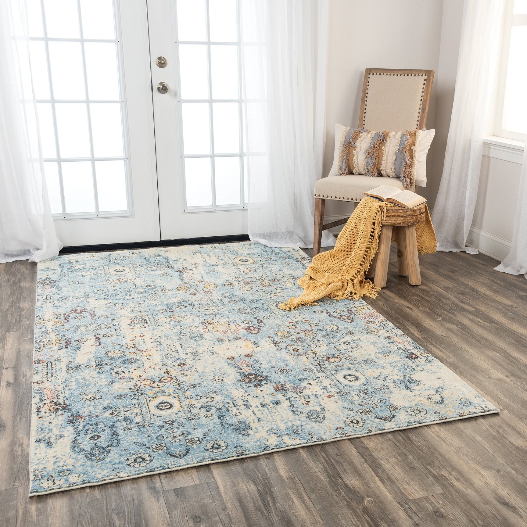 Rizzy Home Area Rugs Ovation Area Rug OVA-107 Blue in 5 Sizes 100% Wool