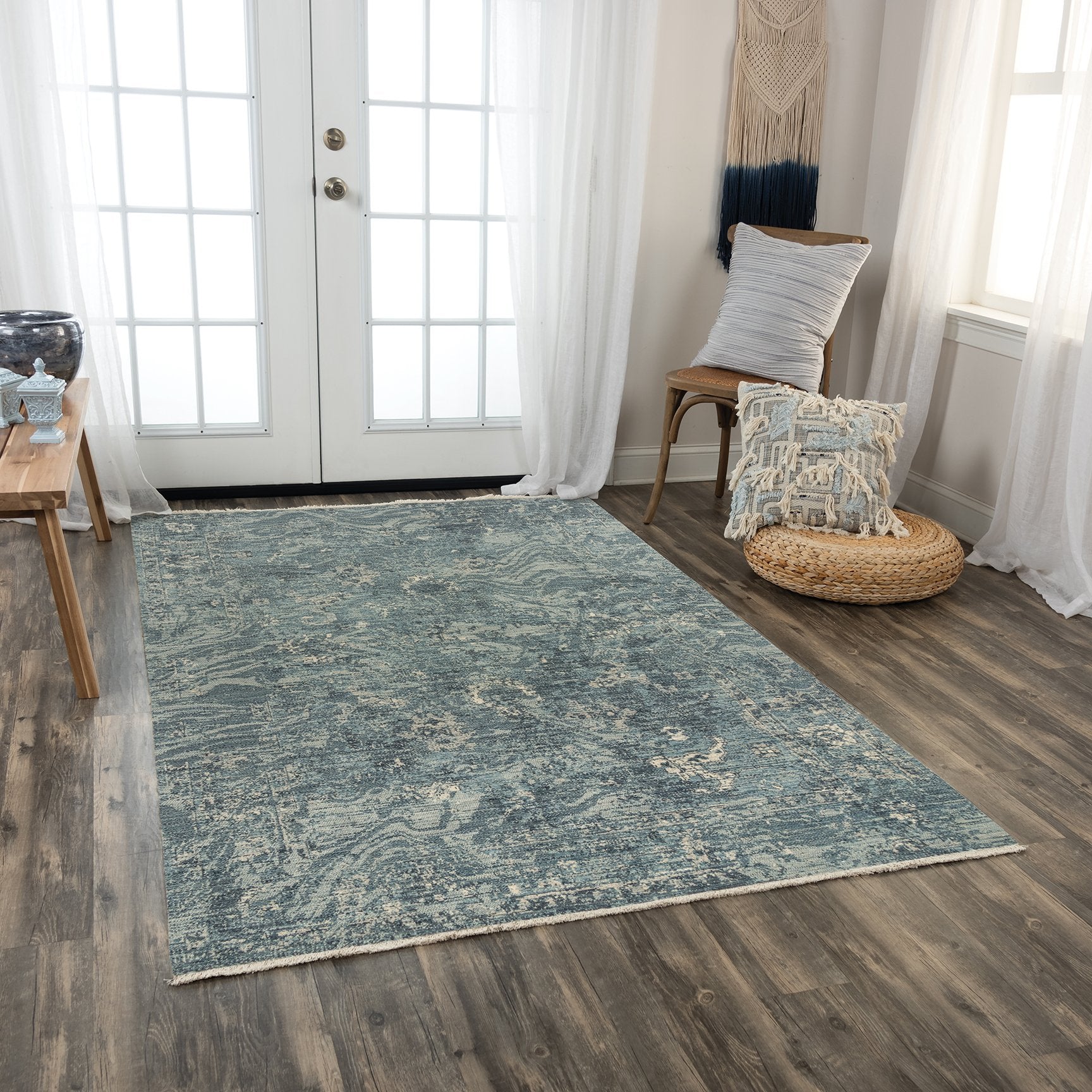 Rizzy Home Area Rugs Platinum Area Rugs PNM110 Blue By Rizzy Home Wool From India