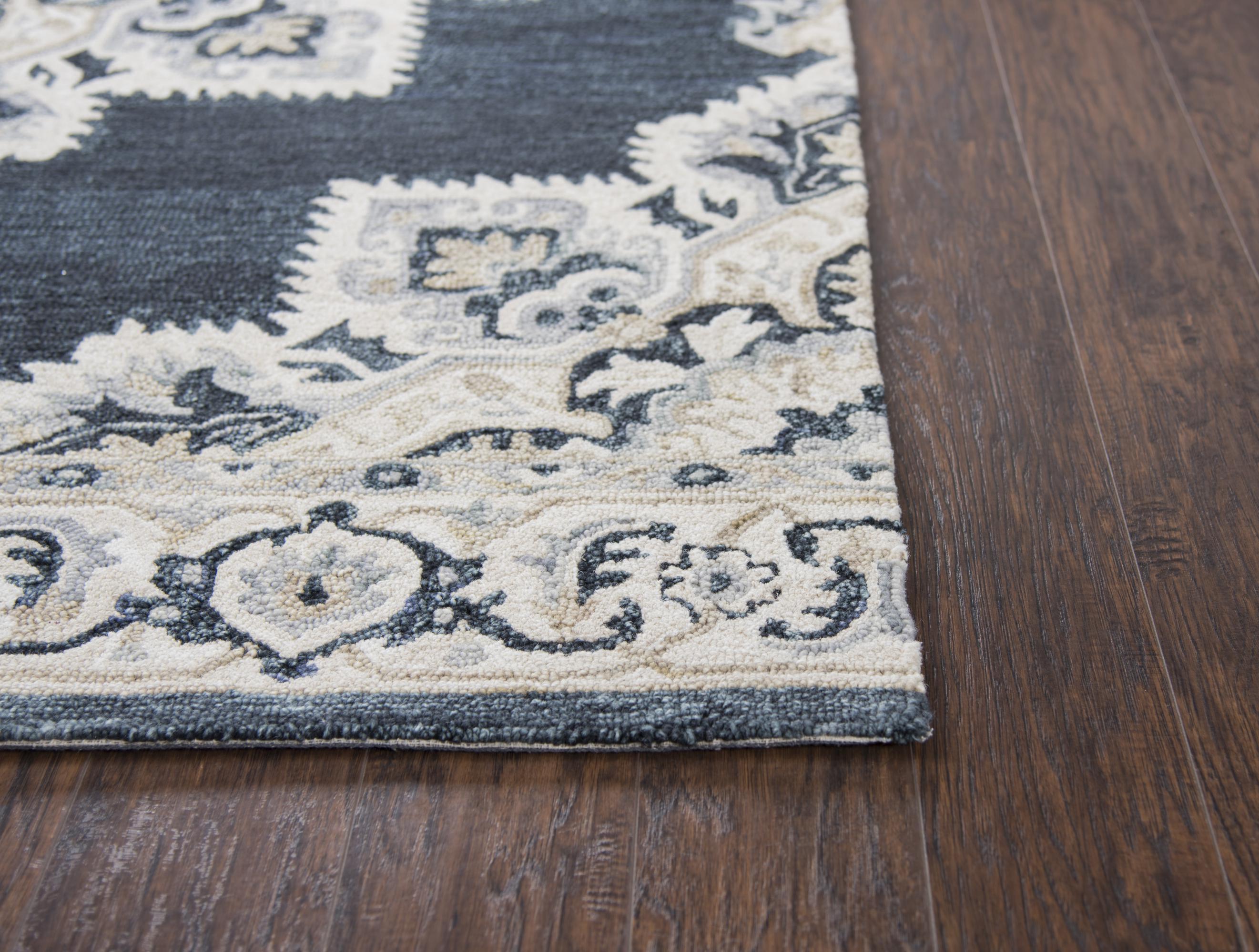 Resonant Area Rugs RS070B Dark Blue Wool Hand Tufted 5 Sizes Resonant Area Rugs RS070B Dark Blue Wool Hand Tufted 5 Sizes