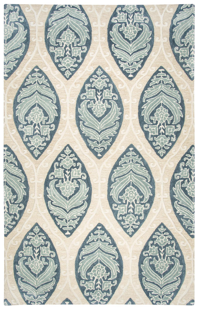 Resonant Area Rugs RS773A Tan-Blue Wool Hand Tufted 5 Sizes