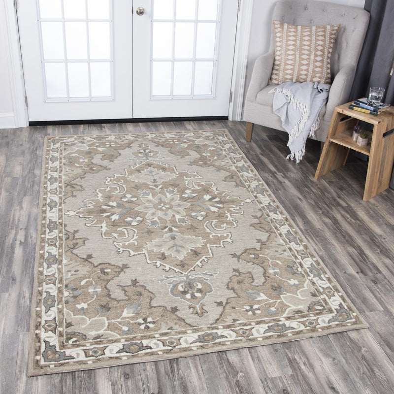 Resonant Area Rugs RS931A Tan Wool Hand Tufted 5 Sizes