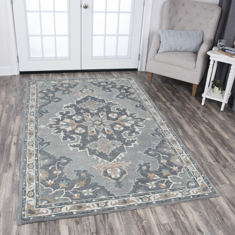 Resonant Area Rugs RS933A Gray Wool Hand Tufted 5 Sizes