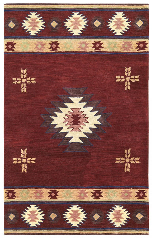 Rizzy Home Area Rugs SouthWest Area Rugs SU-2009 Red Hand Tufted 100% Wool From India