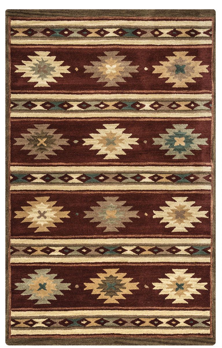 Rizzy Home Area Rugs SouthWest Area Rugs SU-2012 Burgundy Hand Tufted 100% Wool From India
