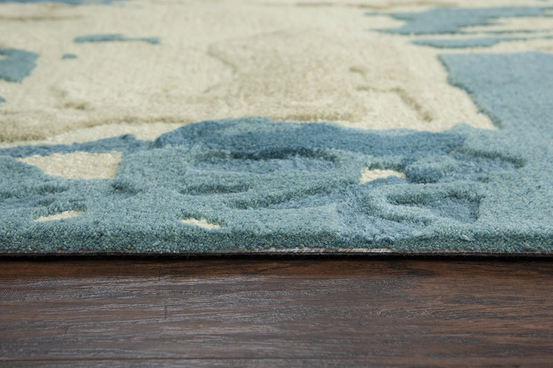 Vogue Area Rugs  VOG108 Blue Wool Contemporary Design in 5 Sizes