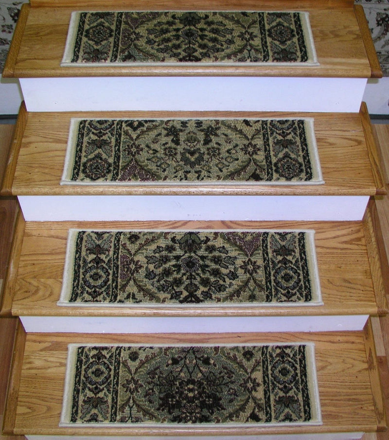 Rizzy Stair Treads Stair Tread Ivory Panel 26in x 9in Set of 13 With Non Slip Pads