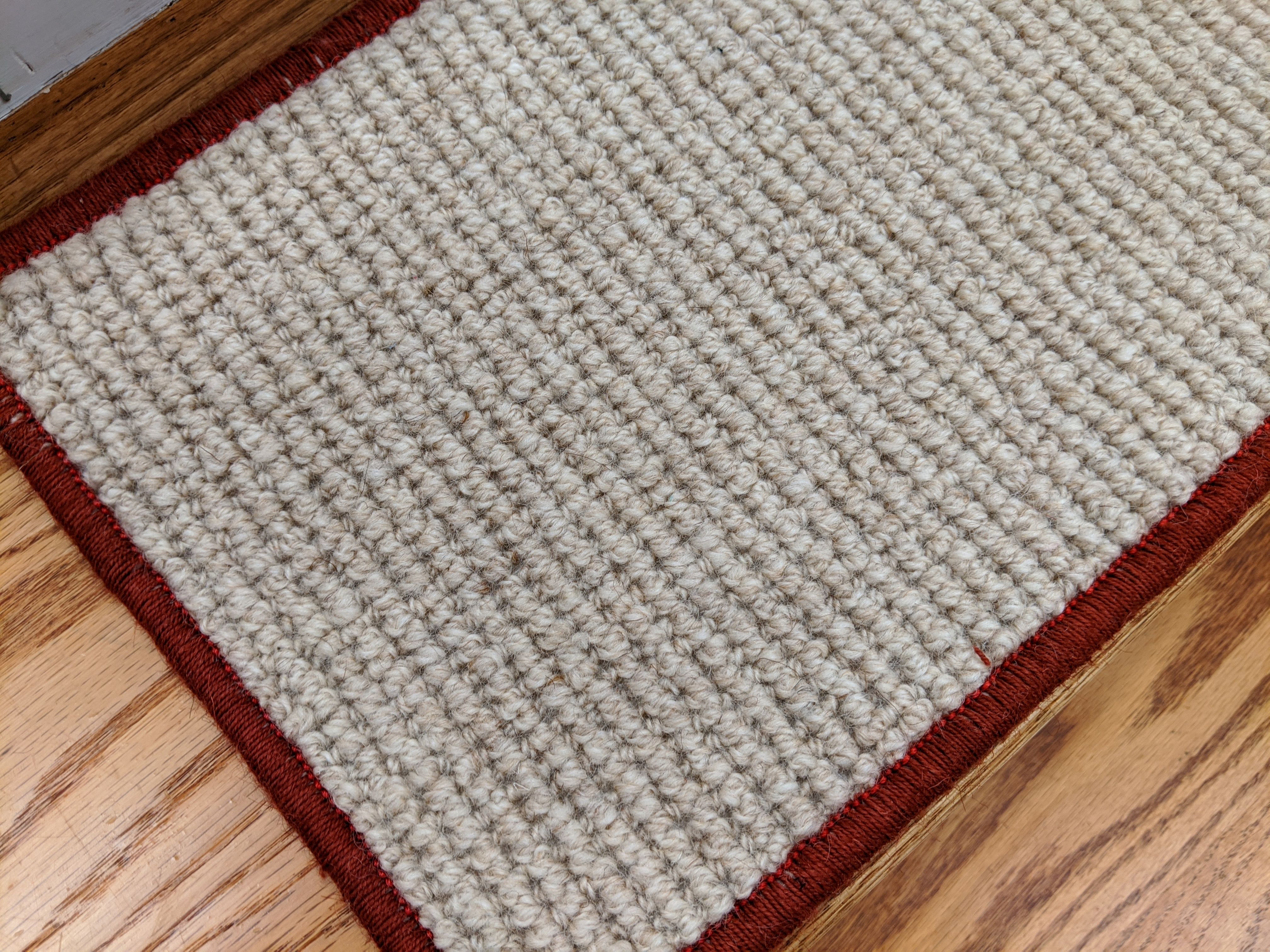 Softer Than Sisal Wool Stair Treads 26in x 9in with Landing Rugs w/ 9 Color Edges