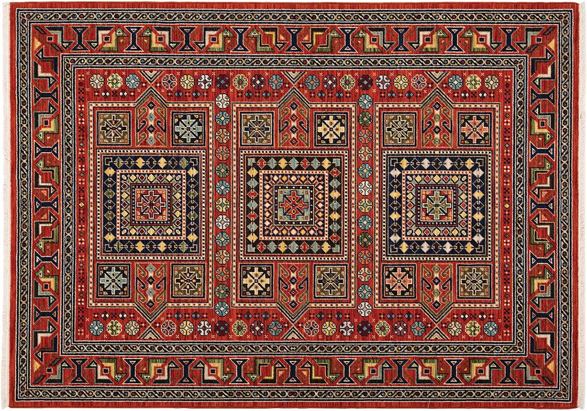 Lilihan Area Rugs 2c Red Kazak Wool-Nylon Blend In 8 Sizes By OW Rugs