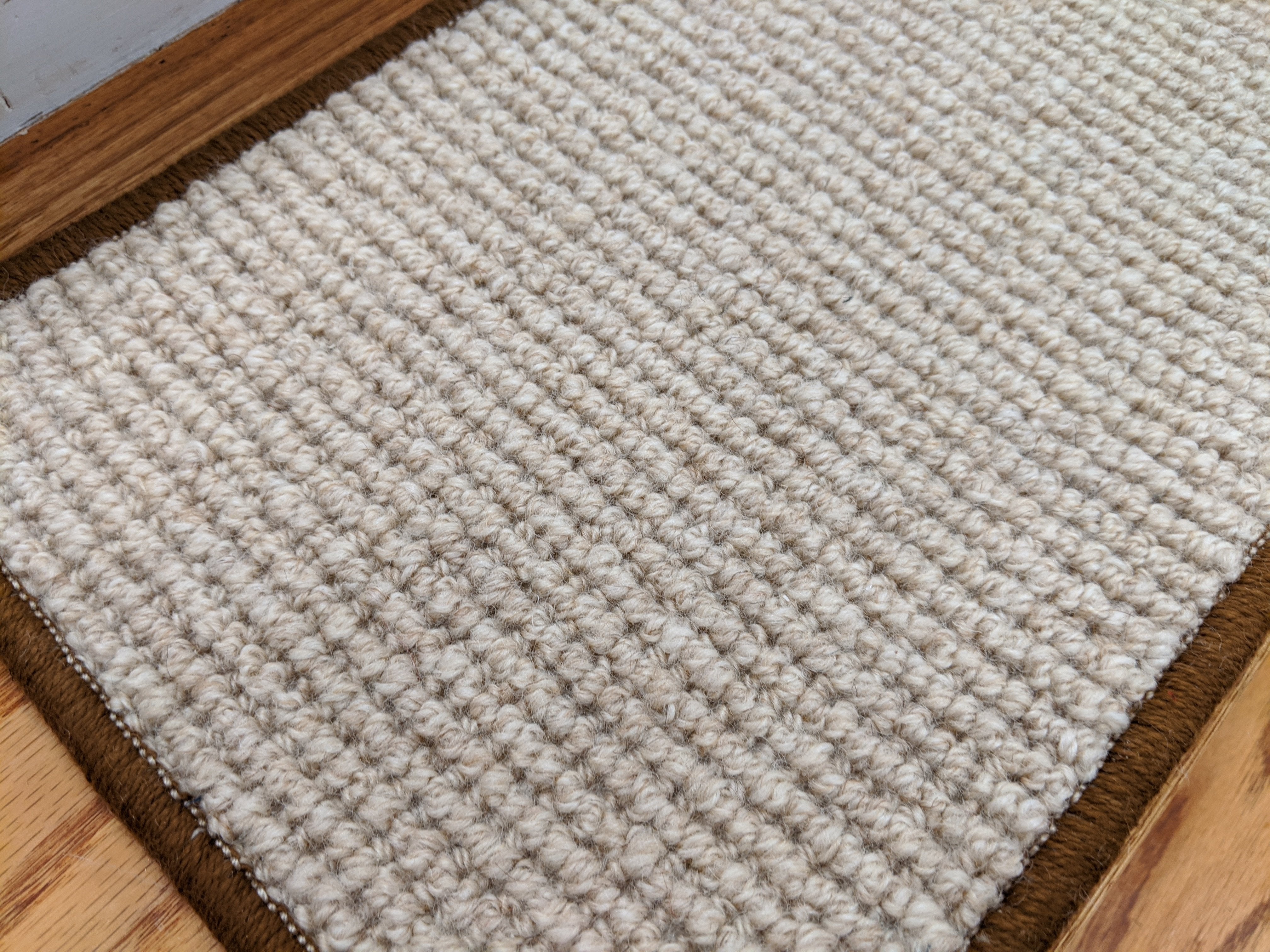 Softer Than Sisal Wool Stair Treads 26in x 9in with Landing Rugs w/ 9 Color Edges