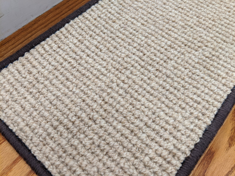 Softer Than Sisal Wool Stair Treads 26in x 9in with Landing Rugs w/ 9 Color Edges