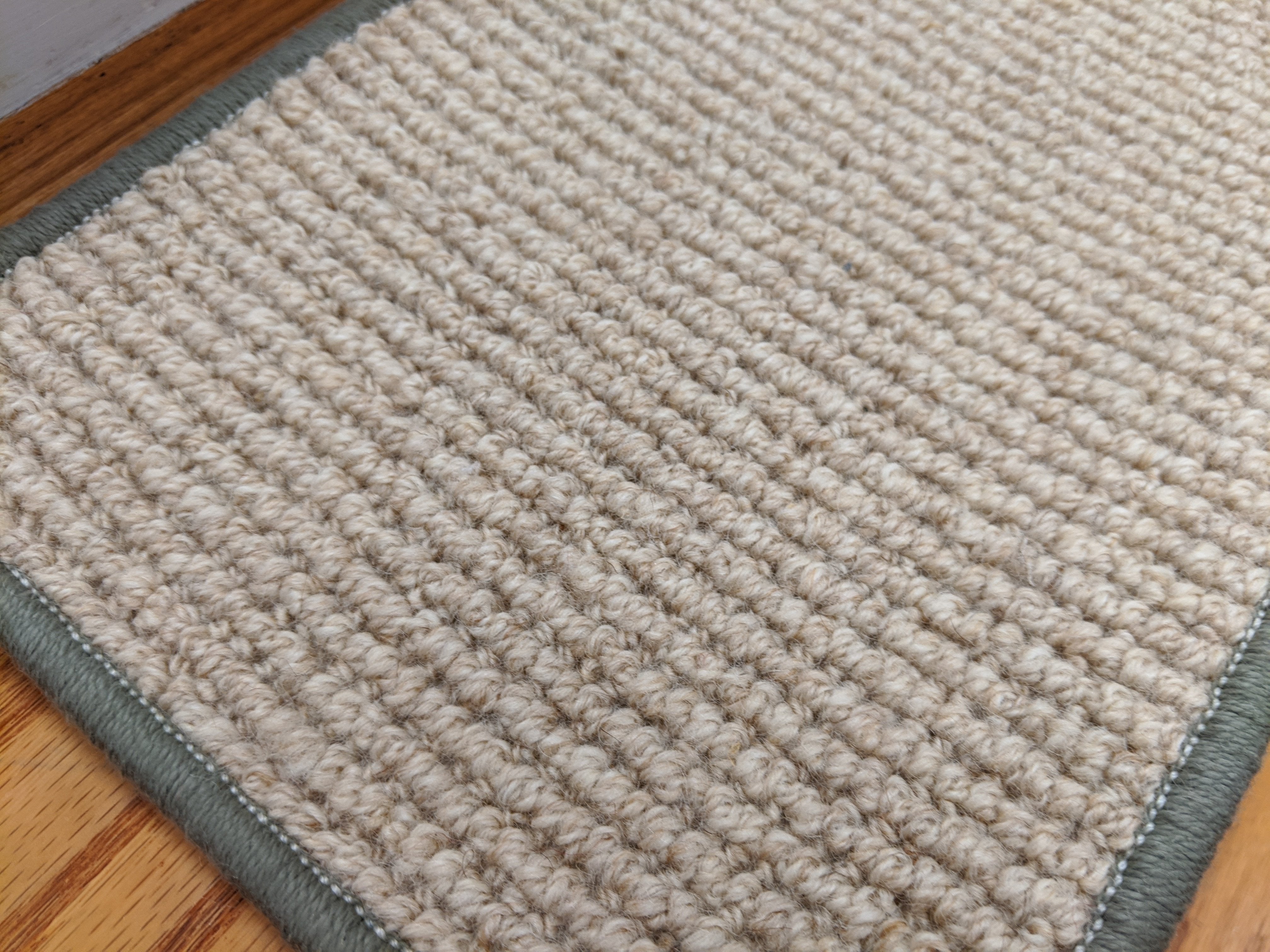 Softer Than Sisal Wool Stair Treads 26in x 9in with Landing Rugs w/ 9 Color Edges