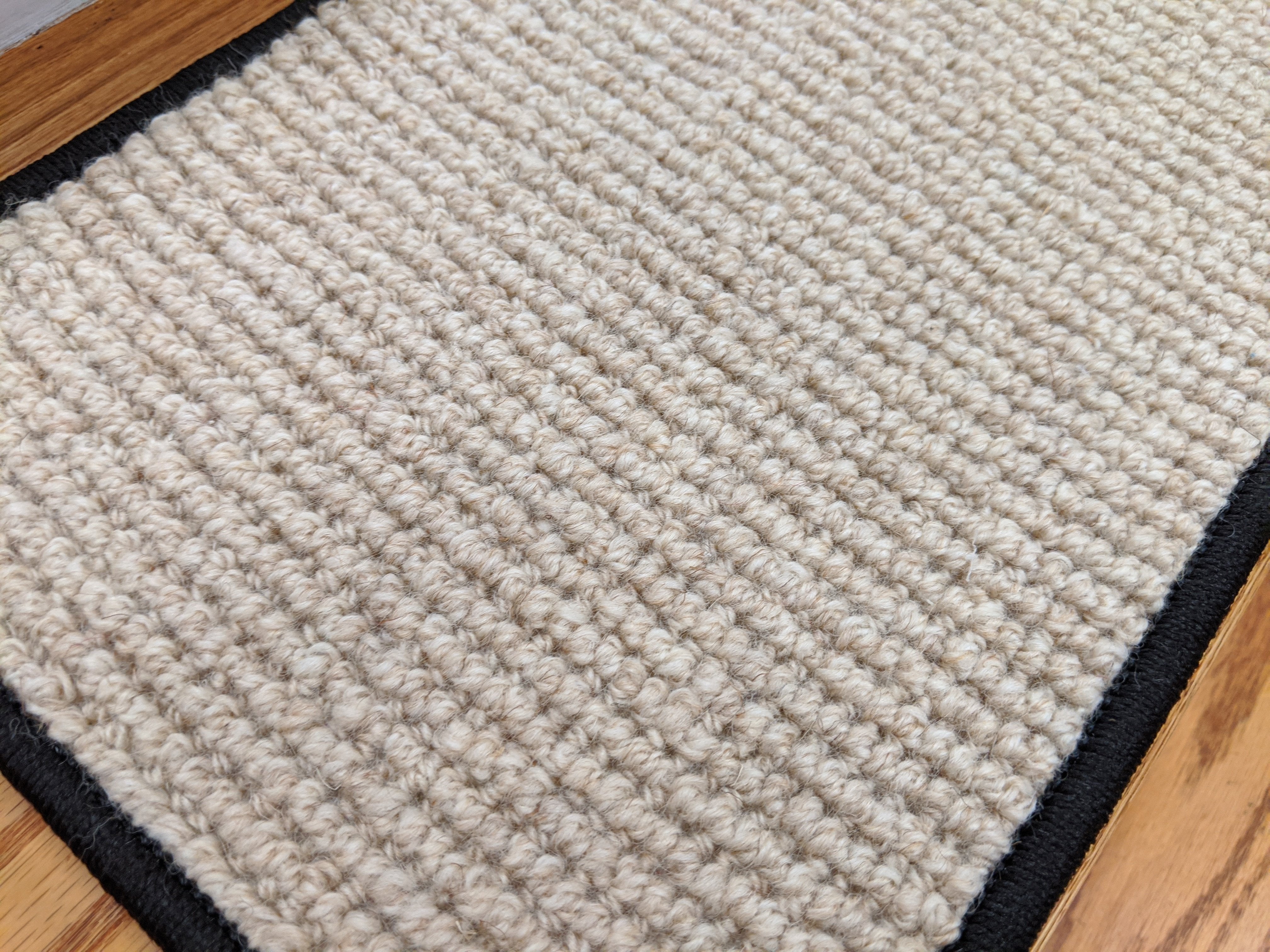 Softer Than Sisal Wool Stair Treads 26in x 9in with Landing Rugs w/ 9 Color Edges