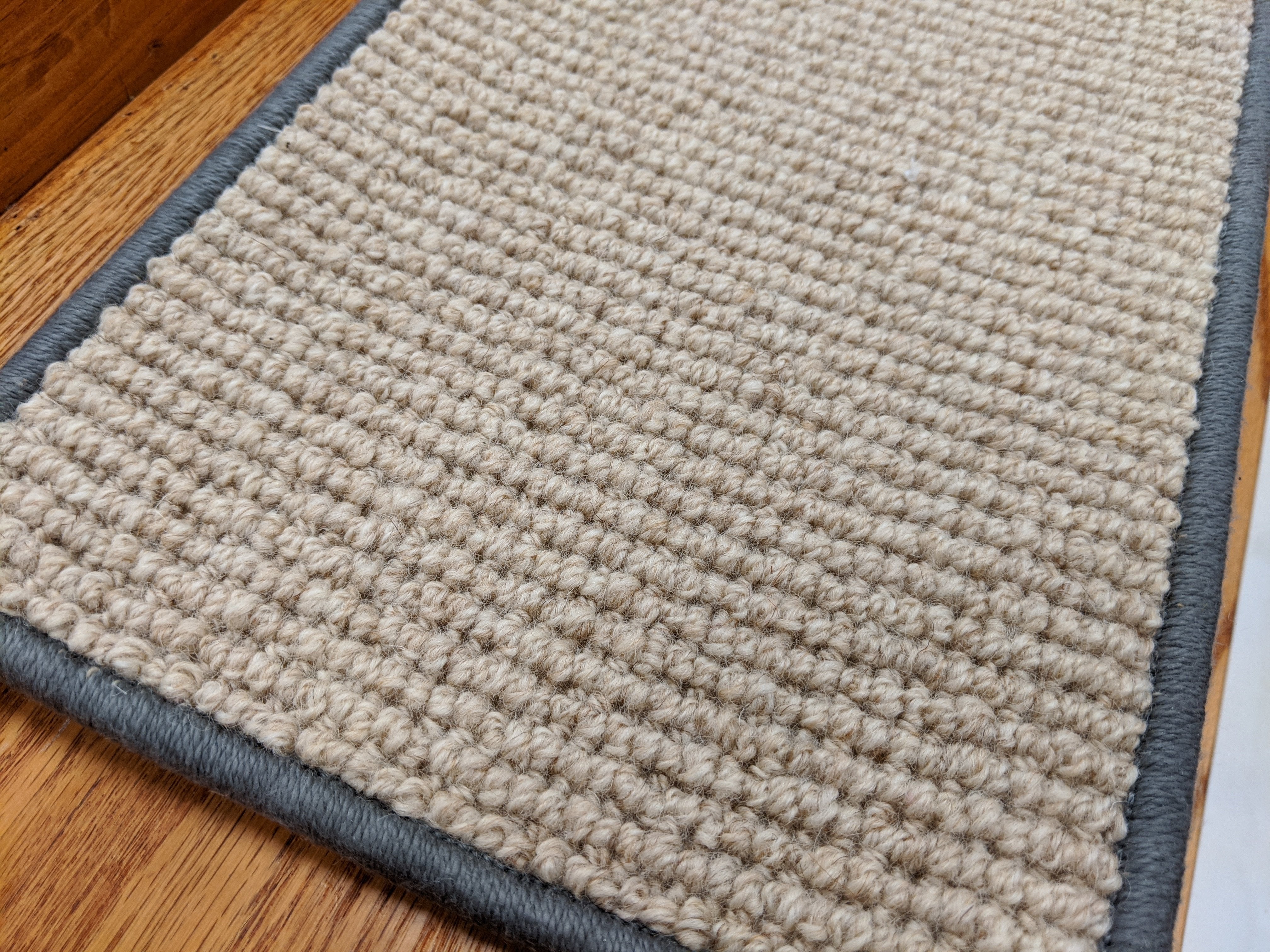 Softer Than Sisal Wool Stair Treads 26in x 9in with Landing Rugs w/ 9 Color Edges