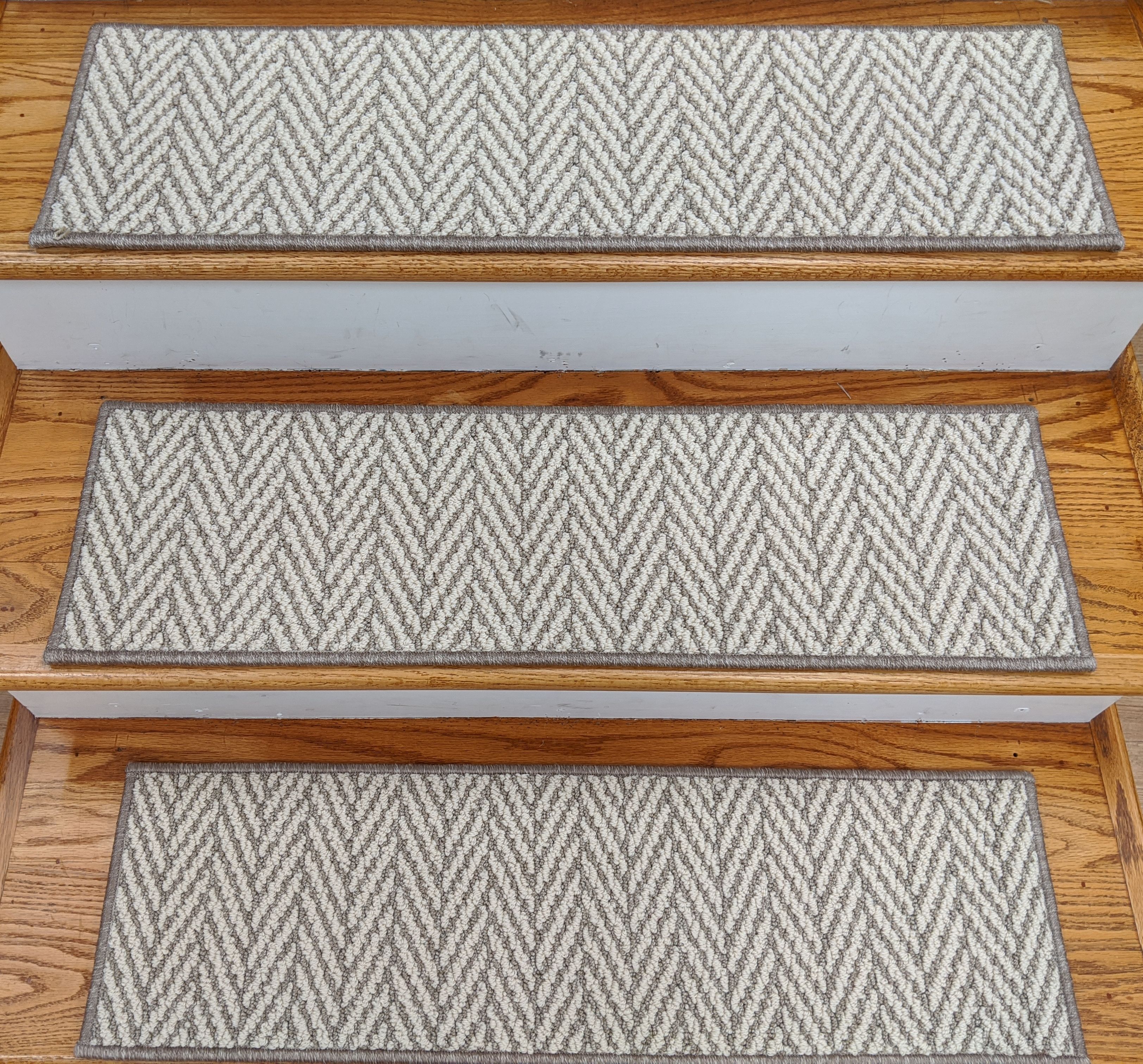 Stair Treads Herringbone 752 Plaza Taupe 26in-30in and 36in