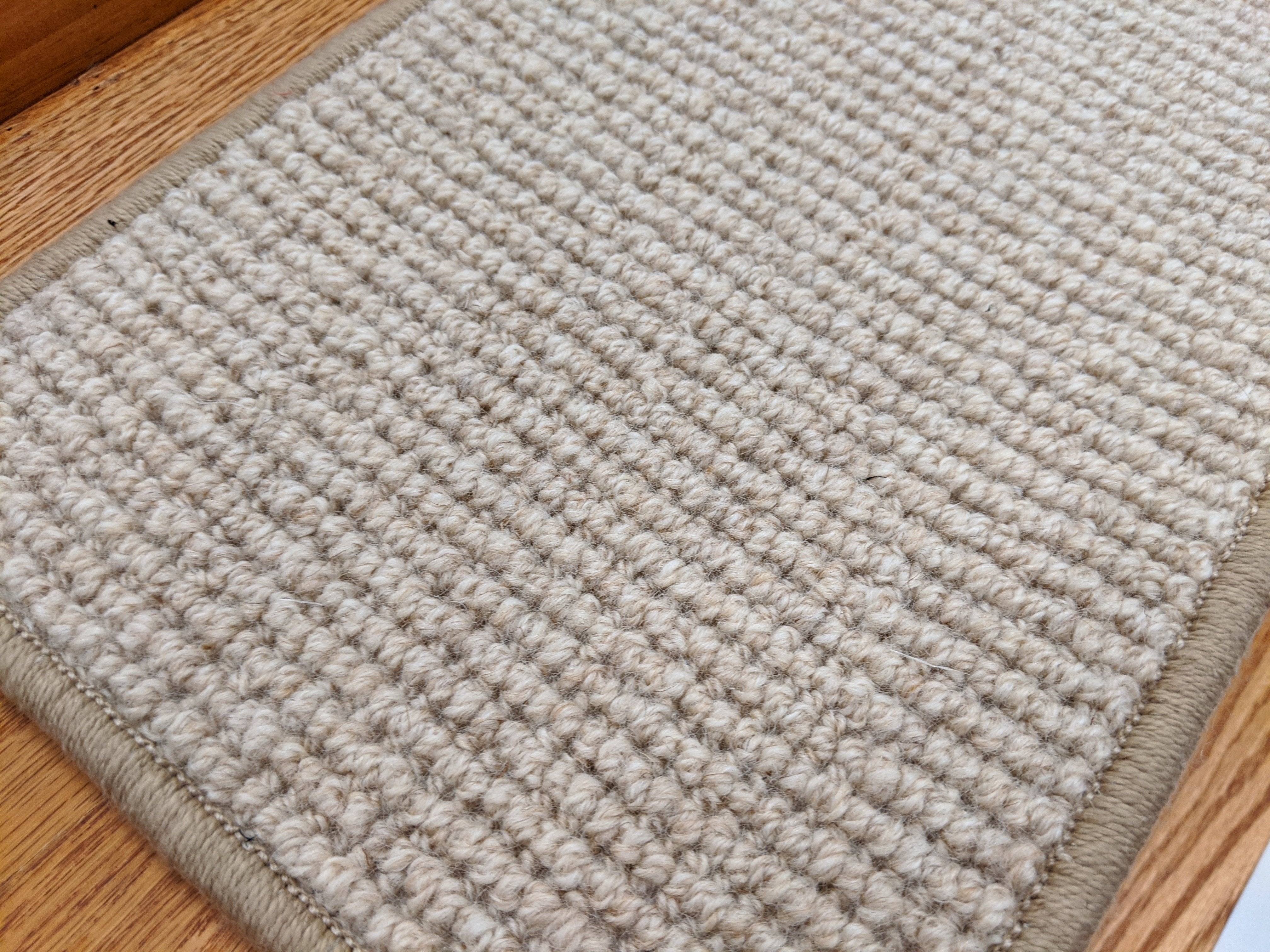 Softer Than Sisal Wool Stair Treads 26in x 9in with Landing Rugs w/ 9 Color Edges