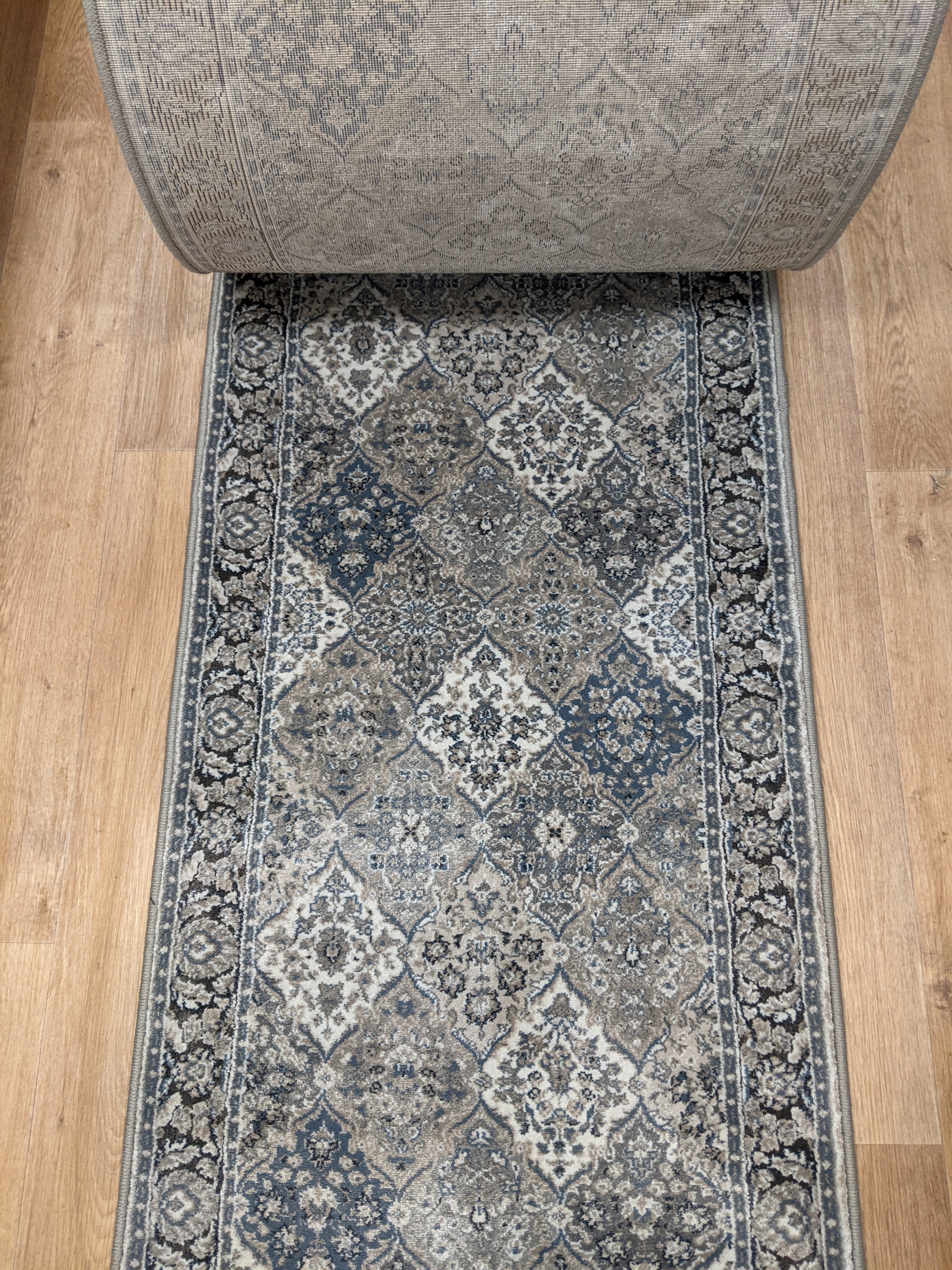 Rug Depot Home Traditions Grey Stair Runner Panel Design 26in x 1 Ft Sold By The Foot