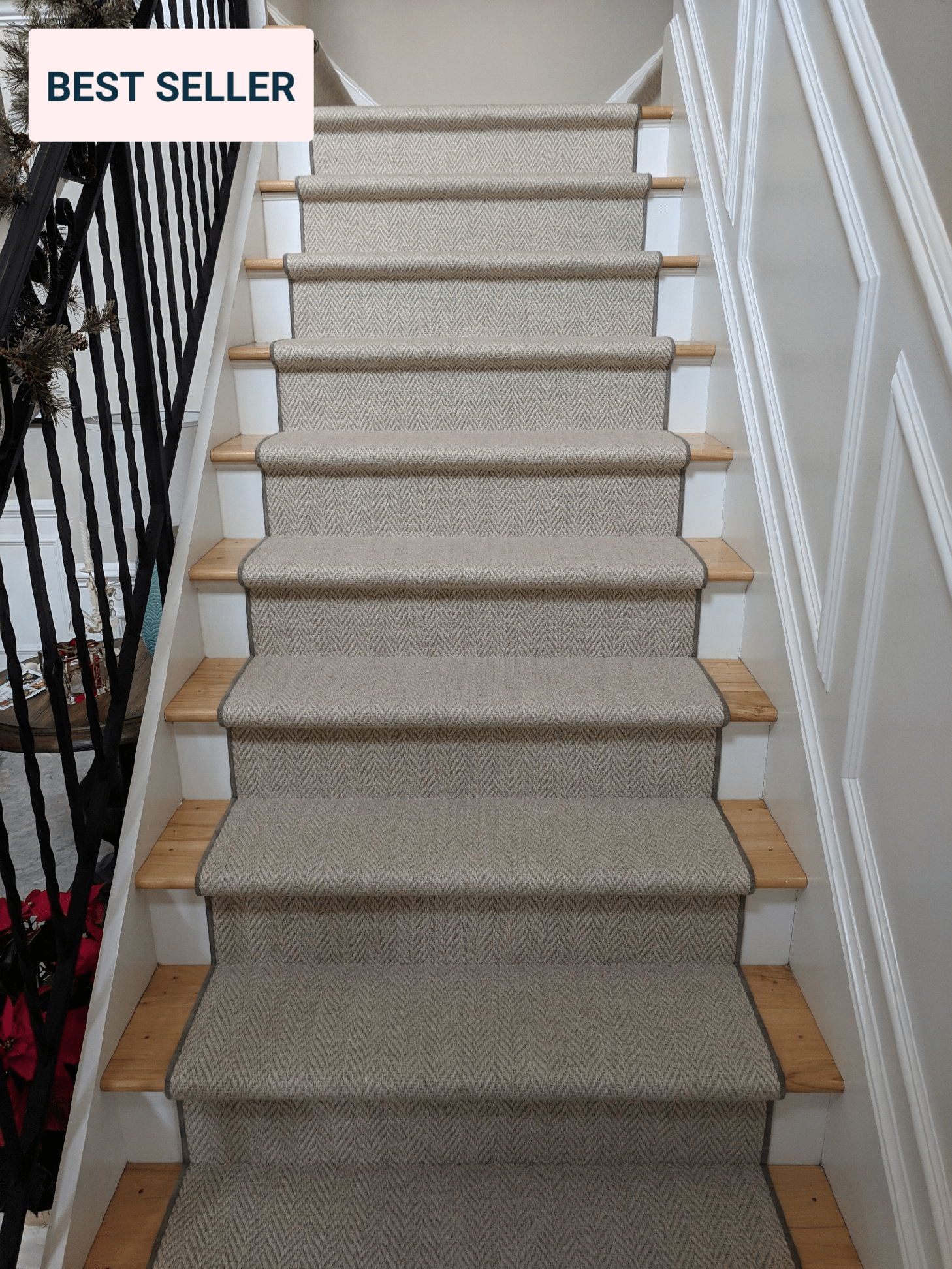 RugDepot Stair Runner Heatherly Cashmere Wool Herringbone Stair Runner in 54 Unique Sizes