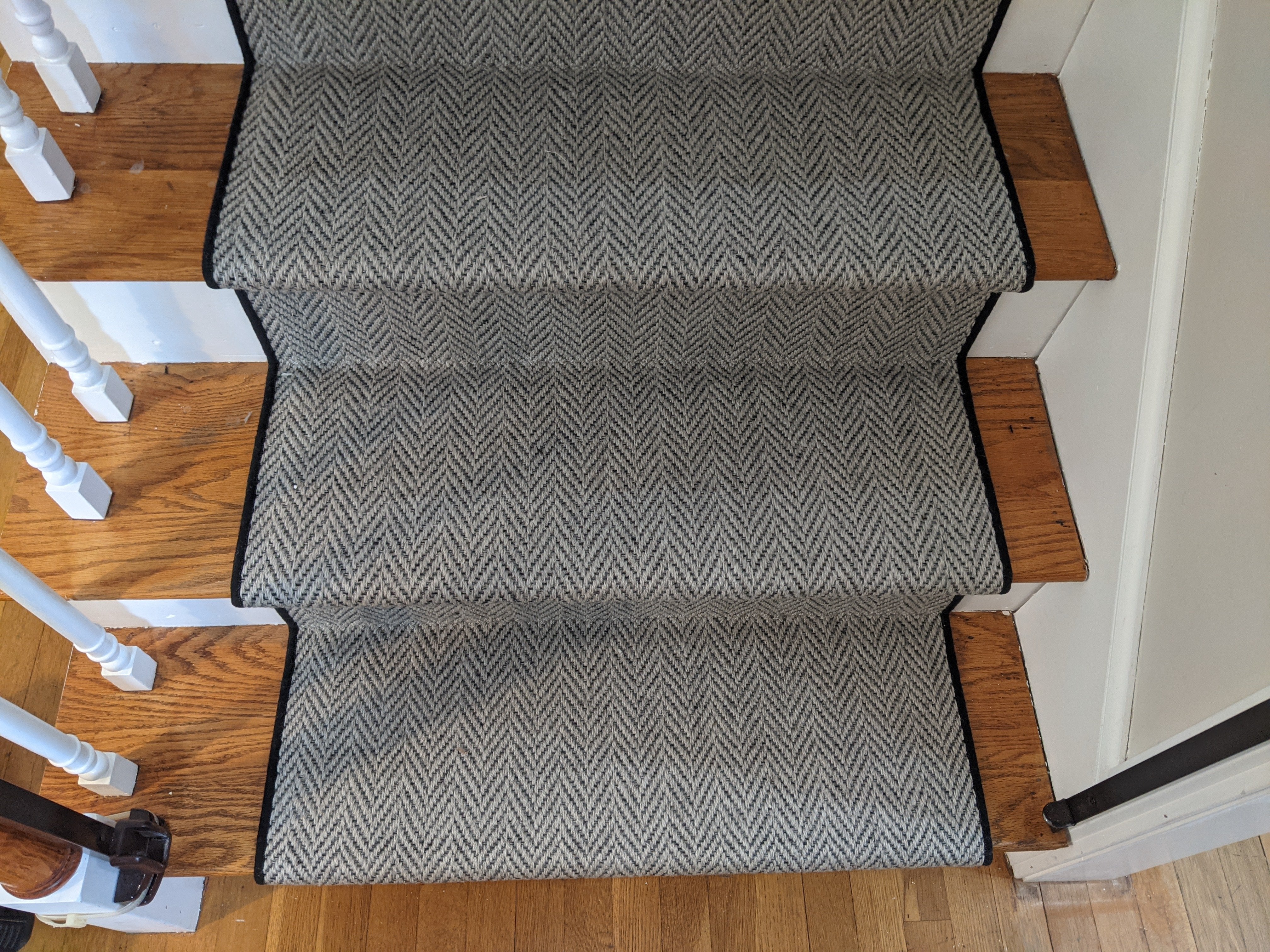 RugDepot Stair Runner Heatherly Gabardine Black Wool Herringbone Stair Runner in 54 Unique Sizes